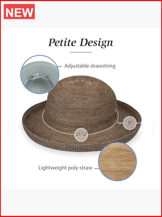Poly-Straw Sun Hat with Adjustable Drawstring, Packable, 3.5\